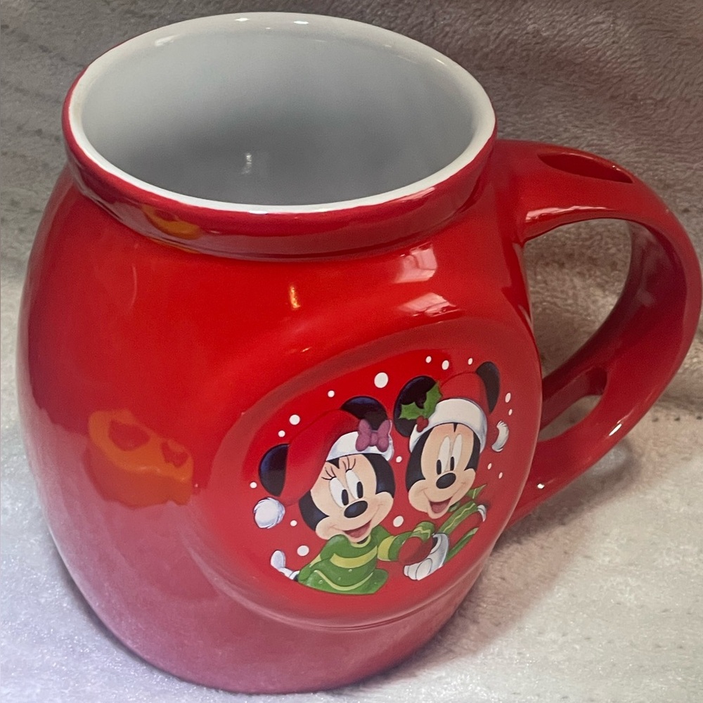 Disney “2019” Mickey Mouse & Minnie Mouse Red Festive Christmas Mug w/Spoon Slot